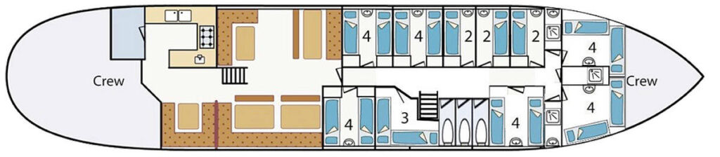 Plattegrond Johanna Engelina — indeling hutten en salon